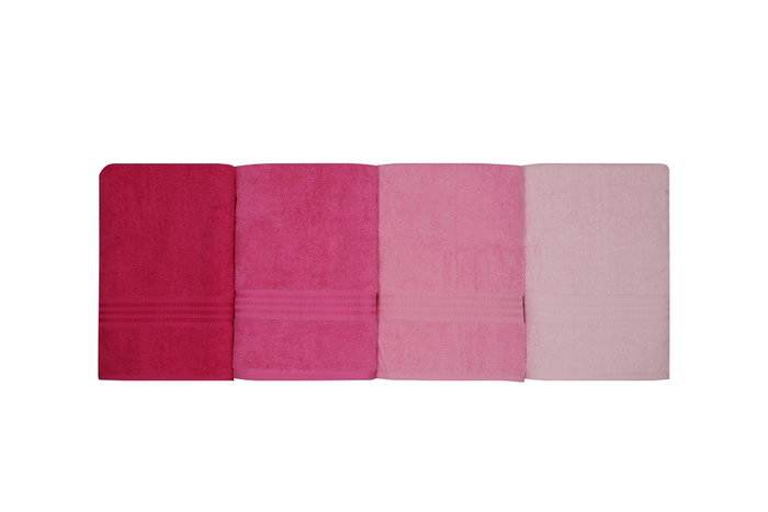 Aucune Juego de 4 toallas de baño - 70 x 140 cm - Rosa